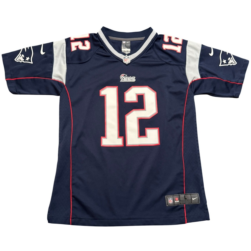 Nike Tom Brady #12‎ NFL Players On Field Jersey Navy Blue Youth Large (14-16)